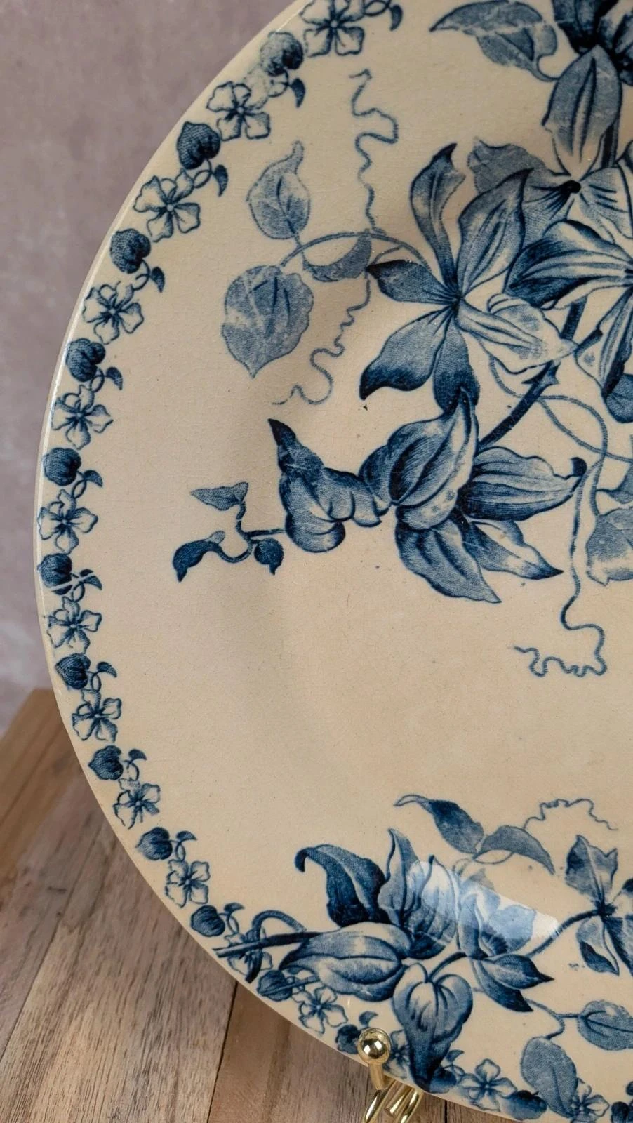 Assiette ancienne Terre de Fer Vieillard & Cie Bordeaux modèle Clématite – photo 2